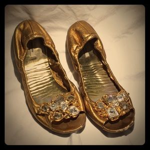 Miu Miu Ballerina slippers. Gold. Size 6 1/2.